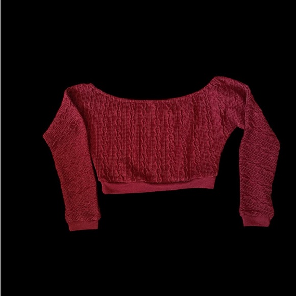 Chic Red Off-Shoulder Knit Top - Picture 2 of 4